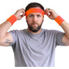 Sweatband Set 1 Terry Cotton Headband and 2 Wristbands Pack Orange