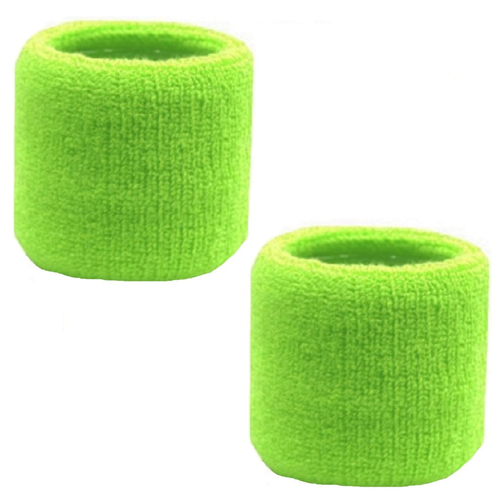 Sweatband for Wrist Terry Cotton Wristbands 2 Pack Neon Green