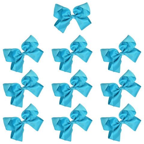 Teal Classic Hair Bows - 10 Pack