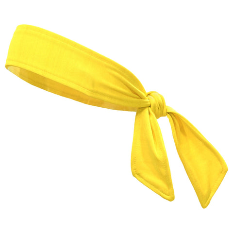 Tie Back Headband Moisture Wicking Athletic Sports Head Band Yellow