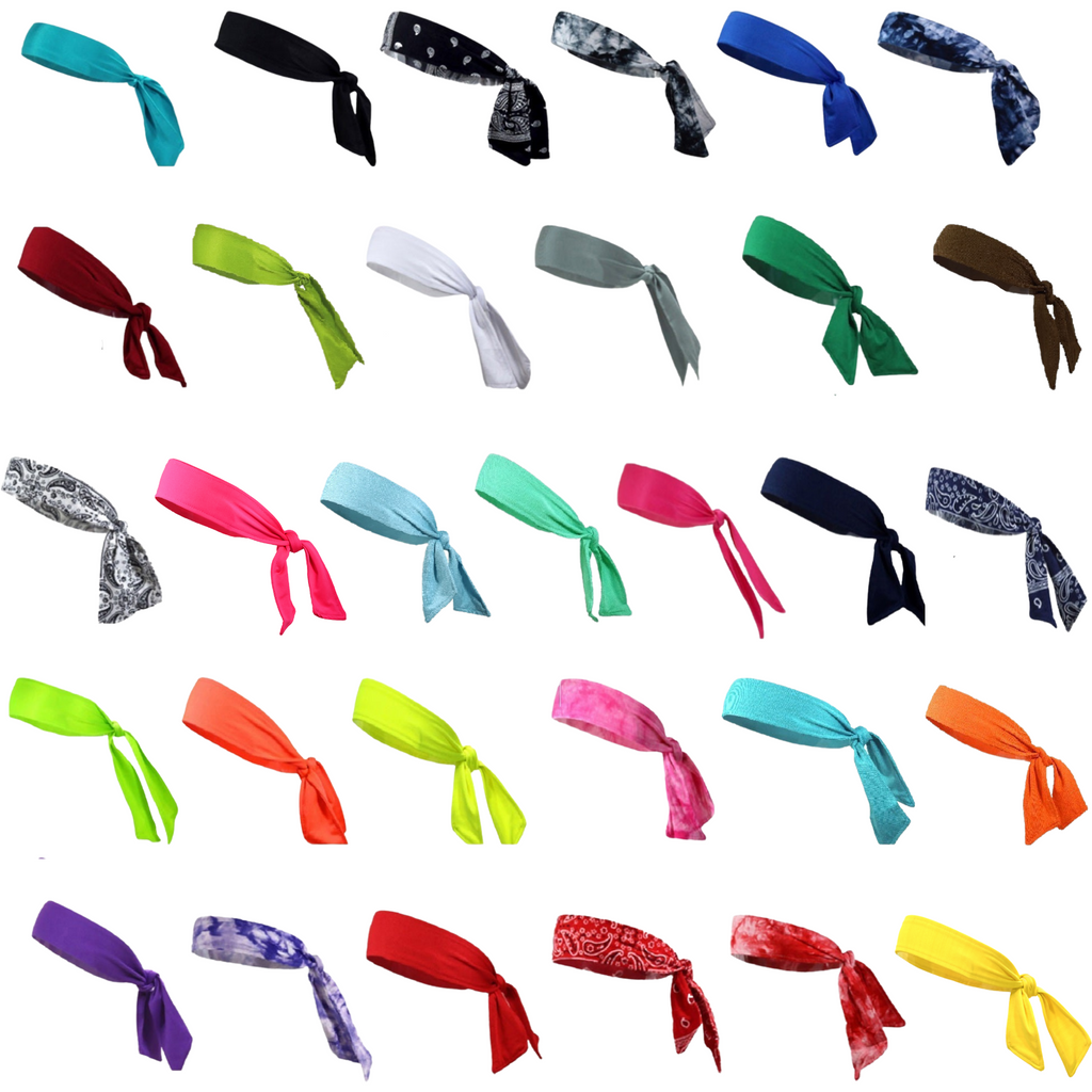 Tie Back Headbands 50 Moisture Wicking Athletic Sports Head Band You Pick Colors