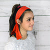 Tie Back Headbands 3 Moisture Wicking Athletic Sports Head Band Neon Orange