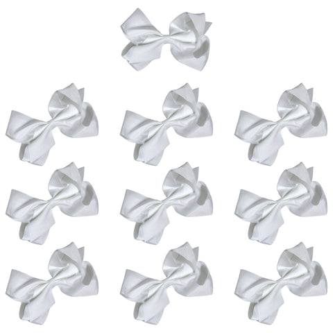 White Classic Hair Bows - 10 Pack