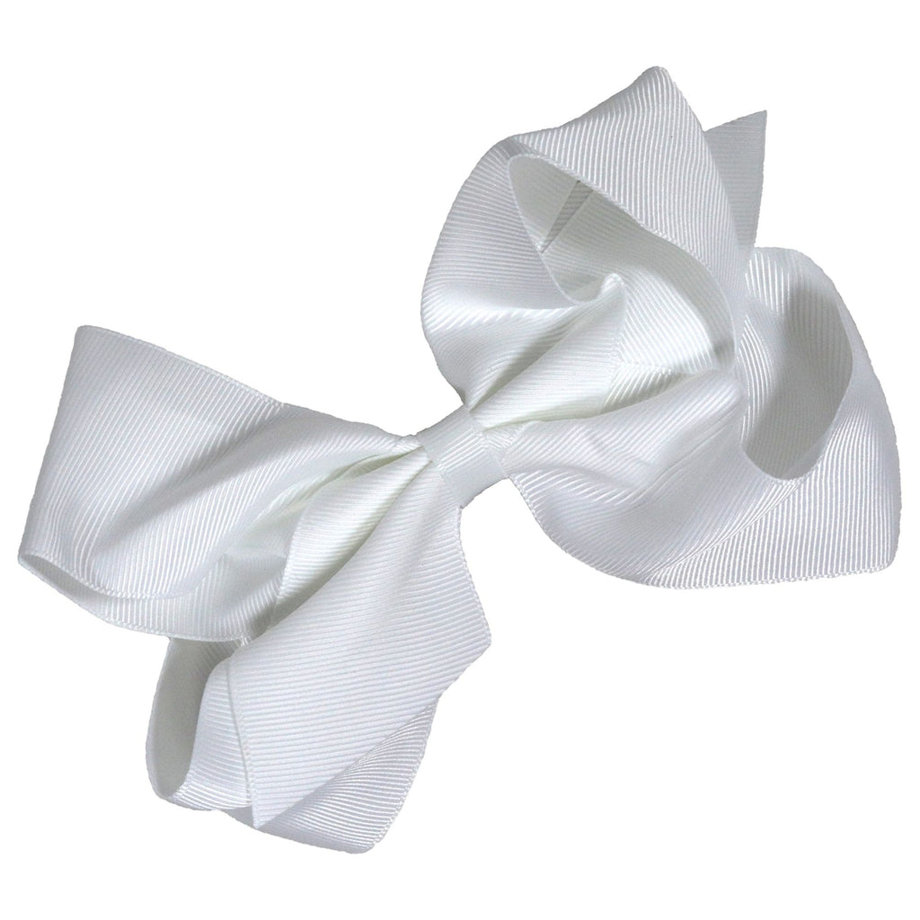 White Cheer Bow Large Hair Bow with Clip