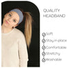 Wide Cotton Headband Soft Stretch Headbands Sweat Absorbent Elastic Head Band Gray