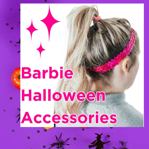 Barbie Inspired Hair Accessory Pack Hair Bow Scrunchie Hair Ties Headbands Spiral Hair Ties Pink White for Women Teens Girls Kids Barbie Halloween Costume