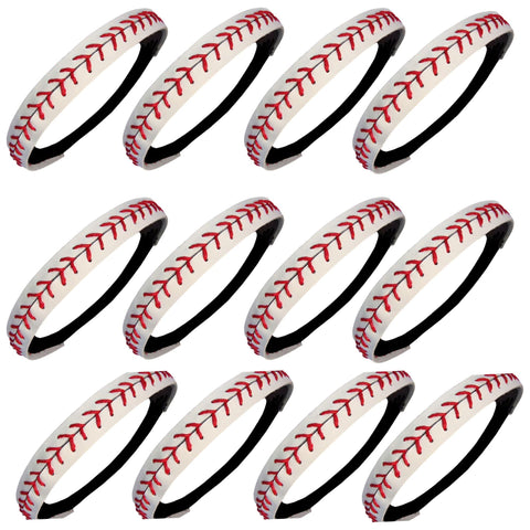 Baseball Headbands 12 Non Slip Leather Sports Bands White Red