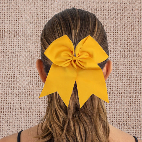 Cheer Hair Bow Large with Ponytail Holder Athletic Gold 1