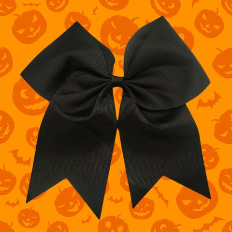 Black Cheer Bow for Girls Large Hair Bows with Ponytail Holder Ribbon