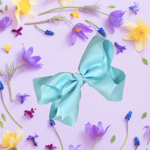 Light Blue Classic Cheer Bow Large Hair Bow with Clip