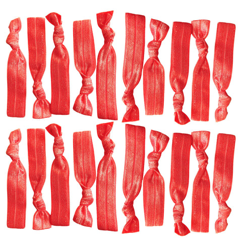 Coral Ribbon Hair Ties - 20 Pack