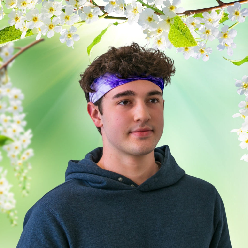 Cotton Headband Soft Stretch Headbands Sweat Absorbent Elastic Head Band Tie Dye Purple