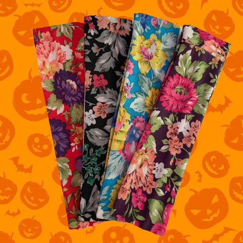 Cotton Headbands 4 Soft Stretch Headband Sweat Absorbent Elastic Head Bands Floral Set