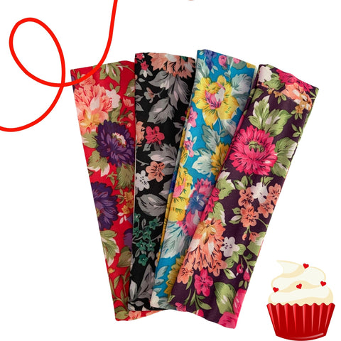 Floral Cotton Headbands - 4 Pack