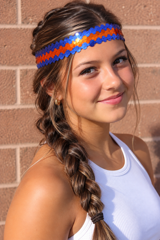 Blue and Orange Sequin Headband