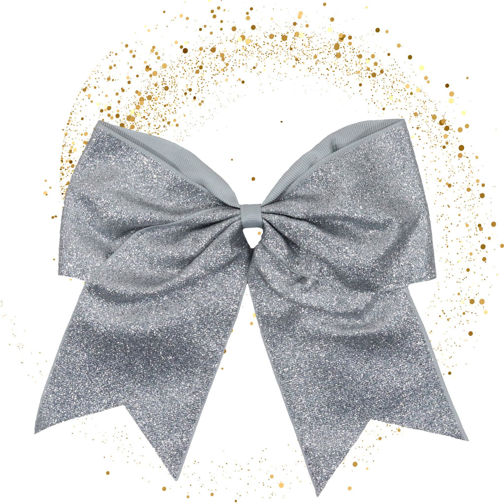 Silver Glitter Cheer Bow