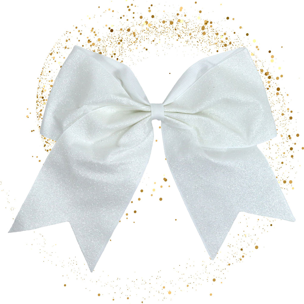 White Glitter Cheer Bow