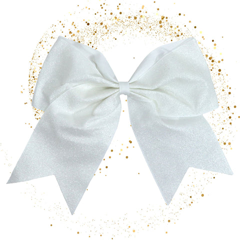 White Glitter Cheer Bow