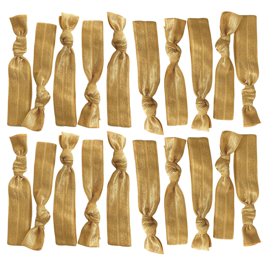 Gold Ribbon Hair Ties - 20 Pack