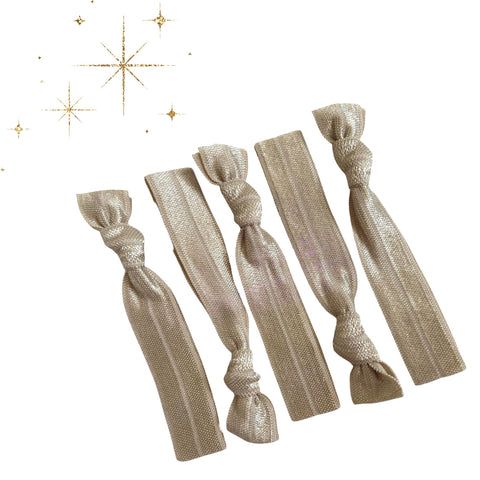 Taupe Ribbon Hair Ties - 5 Pack