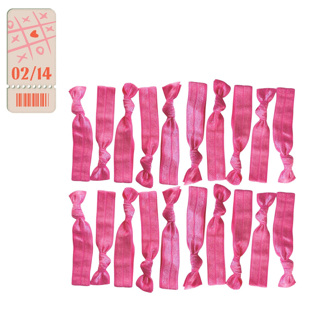 Hot Pink Ribbon Hair Ties - 20 Pack