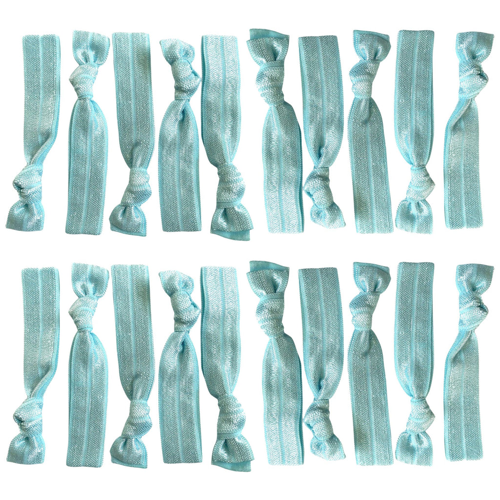 Light Blue Ribbon Hair Ties - 20 Pack