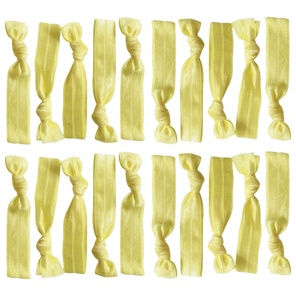 Light Yellow Ribbon Hair Ties - 20 Pack