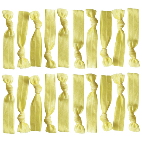 Light Yellow Ribbon Hair Ties - 20 Pack