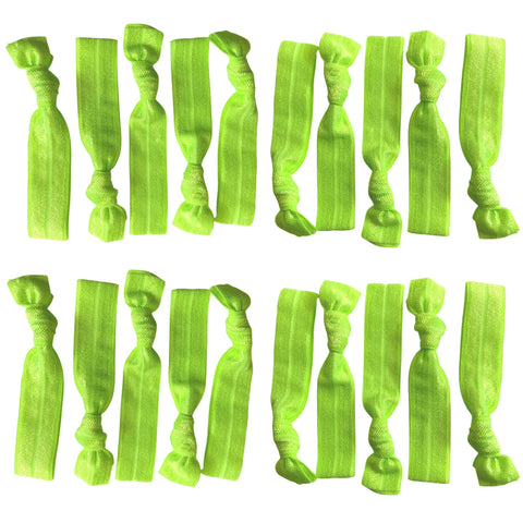 Neon Green Ribbon Hair Ties - 20 Pack