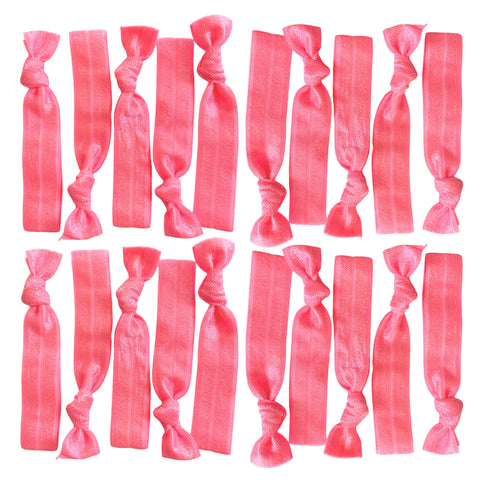 Neon Pink Ribbon Hair Ties - 20 Pack