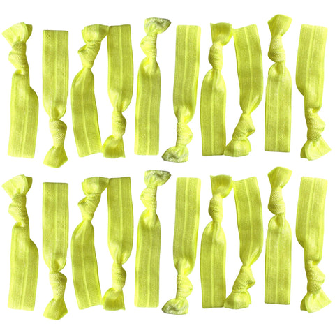 Neon Yellow Ribbon Hair Ties - 20 Pack