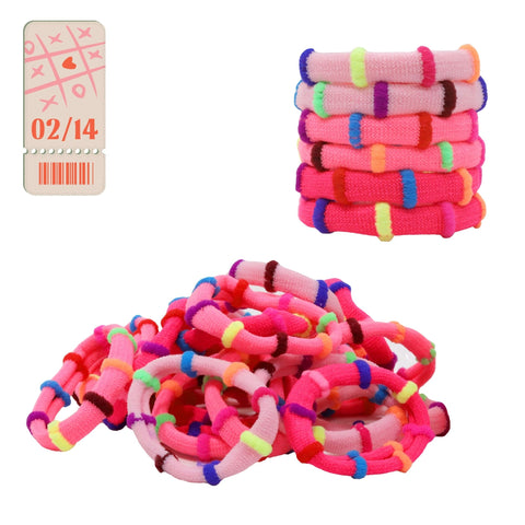 Pink Rainbow Seamless Hair Elastics - 100 Pack