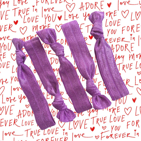 Purple Ribbon Hair Ties - 5 Pack