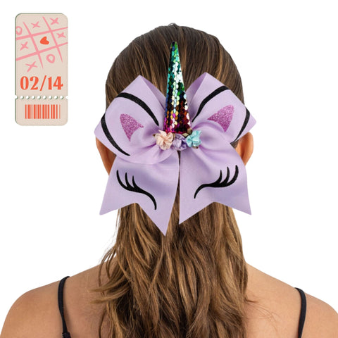 Purple Unicorn Cheer Bow