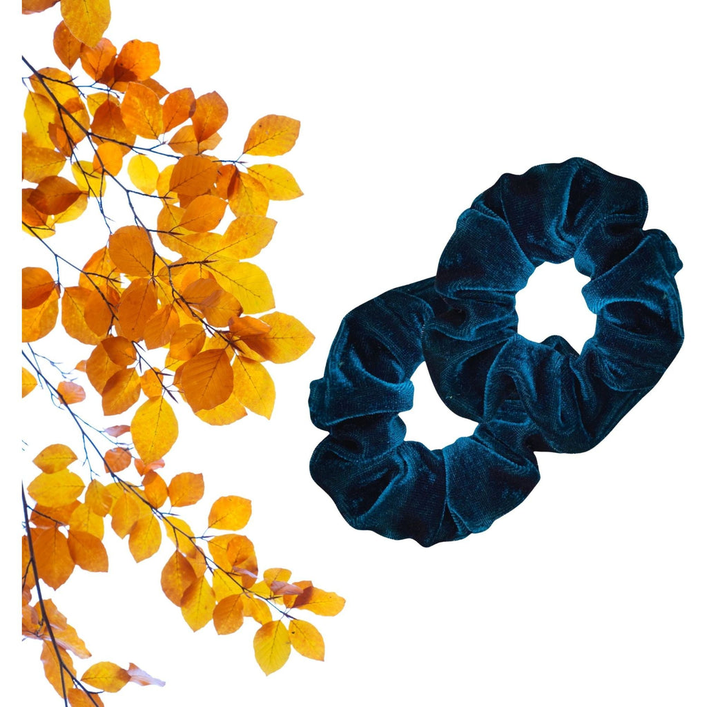 Sea Blue Velvet Scrunchies - 2 Pack