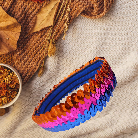 Orange Pink Blue Sequin Headband