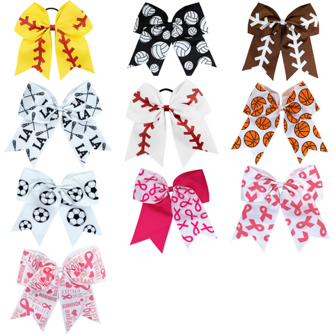 Sports Bows for Girls Large Hair Bows with Ponytail Holder Softball Volleyball Basketball Soccer Ribbon