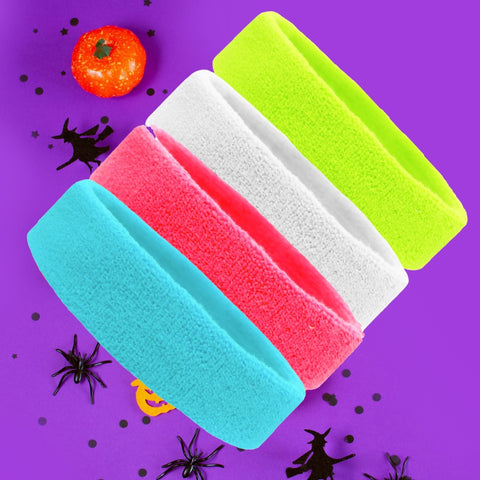 Sweatbands 4 Terry Cotton Sports Headbands Sweat Absorbing Head Bands Bright Colors