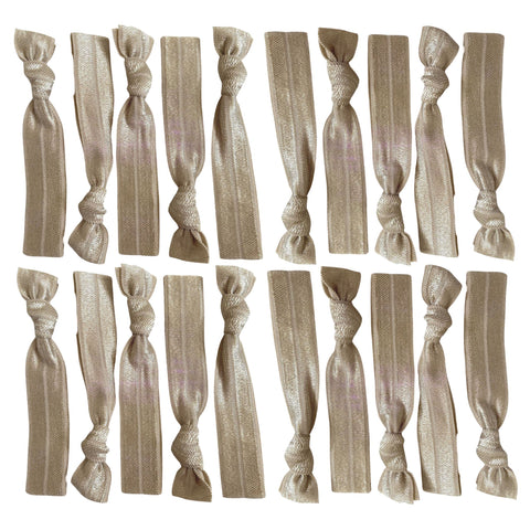 Taupe Ribbon Hair Ties - 20 Pack