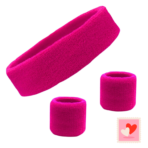 Hot Pink Sweatband Set