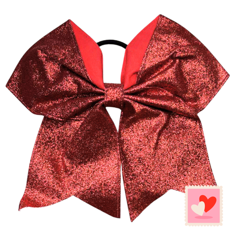 Red Stitched Sparkle Cheer Bow