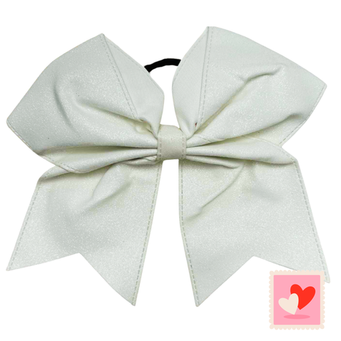 White Stitched Sparkle Cheer Bow