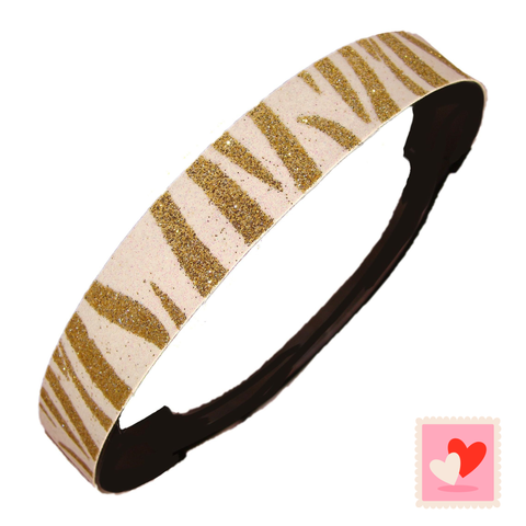 Gold and White Zebra Glitter Headband