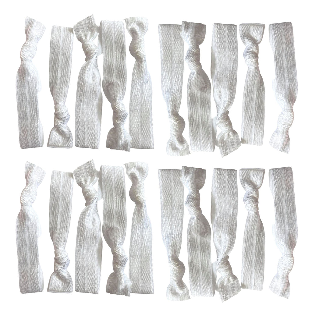 White Ribbon Hair Ties - 20 Pack