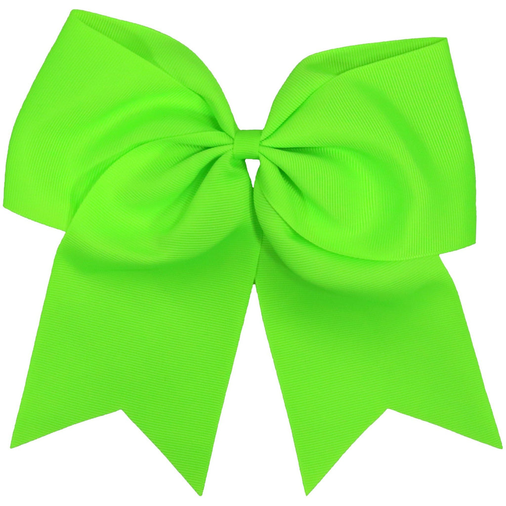 Neon Green Cheer Hair Bow Large with Ponytail Holder
