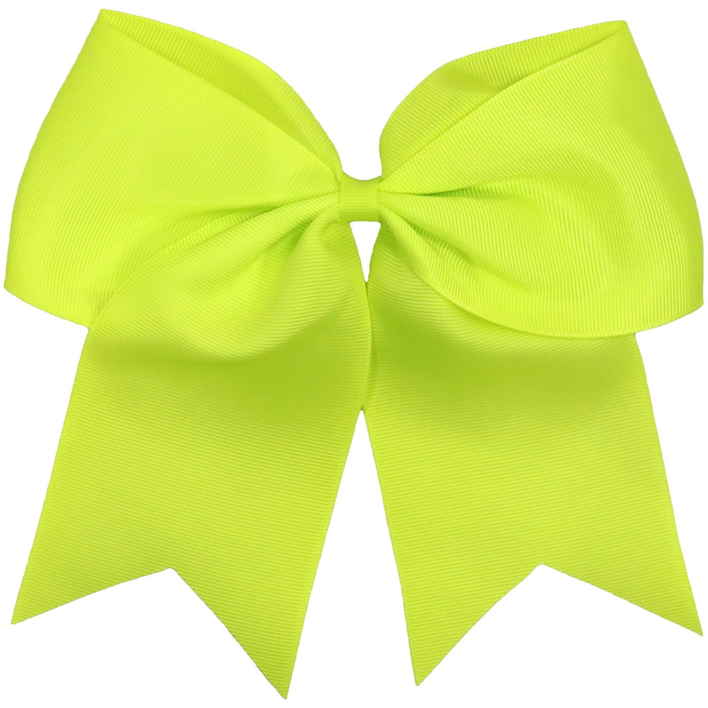 Neon Yellow Cheer Hair Bow Large Hair Bows with Ponytail Holder