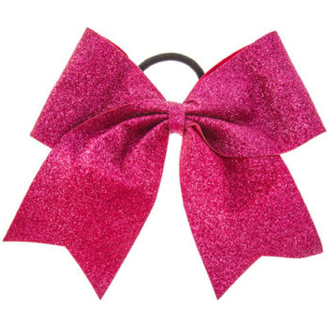 Hot Pink Glitter Cheer Bow for Girls Large Hair Bows with Ponytail Holder Ribbon