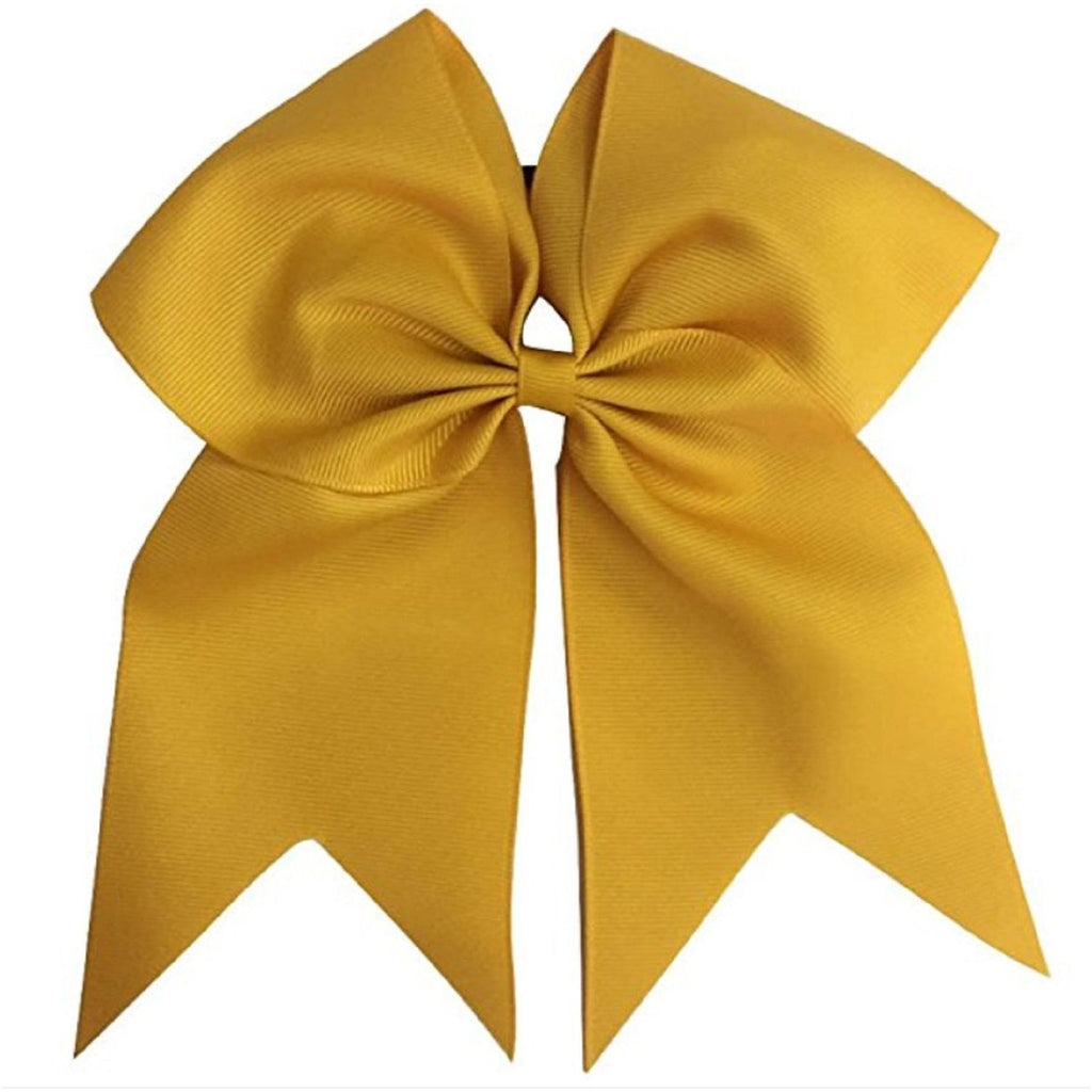 Gold Cheer Bow for Girls Large Hair Bows with Ponytail Holder Ribbon