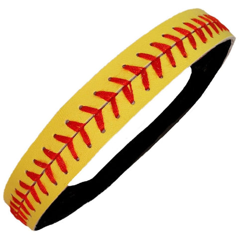 Softball Headband Non Slip Leather Sports Head Bands Yellow Red