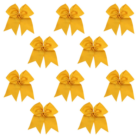 10 Athletic Gold Cheer Bows for Girls  Large Hair Bows with Clip Holder Ribbon